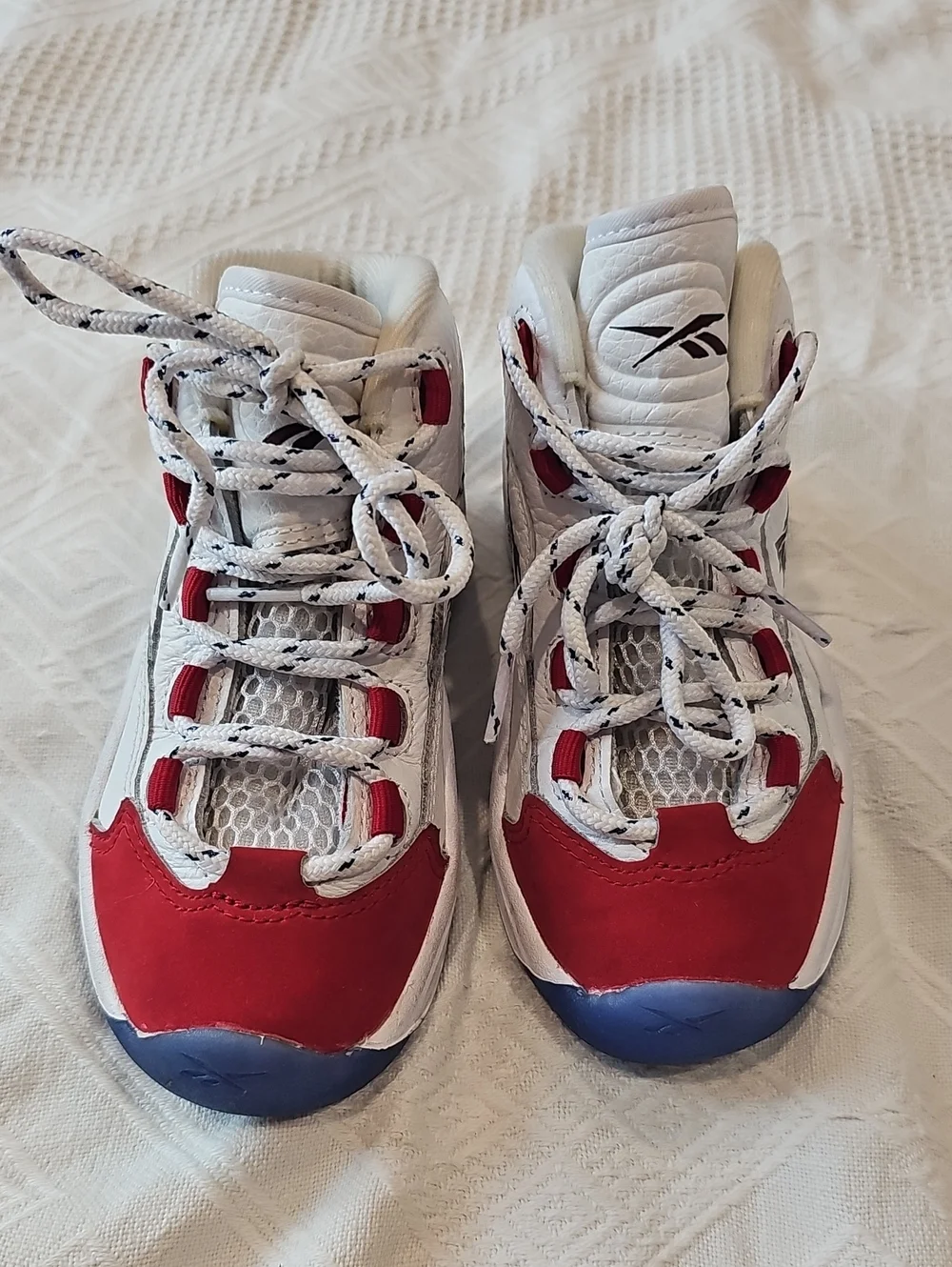 Reebok Kids White, Red and Blue High-Top Sneakers